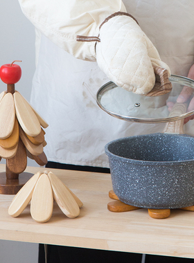 高级感诞树隔热垫餐桌摆件创意实木一棵树防烫锅垫碗垫杯垫赠礼物