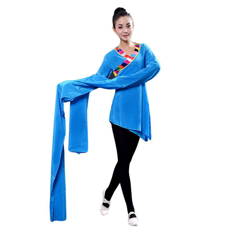 藏族锅庄舞蹈服装连体水袖练功服 芭缇蝶民族服装/舞台装