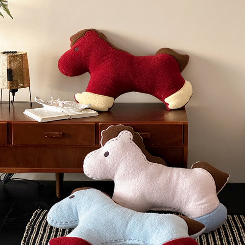 晚安猫ins韩式创意卡通幸运小马抱枕靠枕少女心卧室客厅沙发宿舍 - 图0