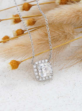 925银D色VVS莫桑钻1克拉锁骨链