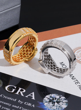 S925银镶D色VVS莫桑钻戒指