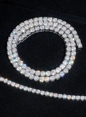 316L不锈钢镶D色莫桑钻网球链