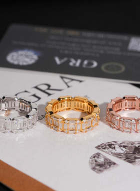 欧美嘻哈S925银D色莫桑钻戒指