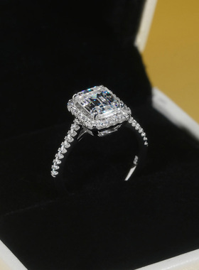 情侣莫桑钻925银镶VVS7*9戒指