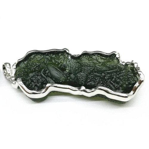 保真纯天然捷克陨石Moldavite 捷克玻璃陨石吊坠 纯银镶嵌绿陨石1 - 图3