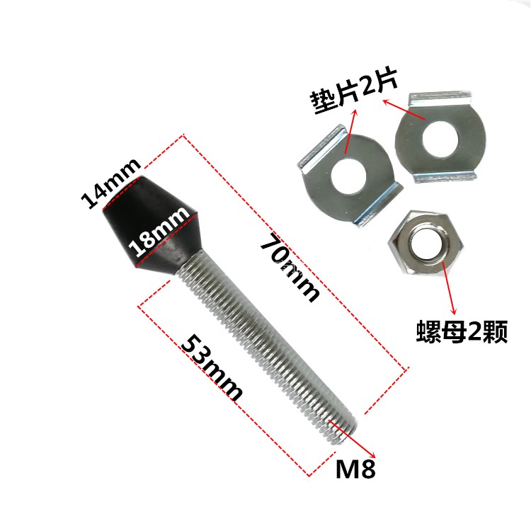 快速夹具黑色橡胶头螺丝夹钳压头 夹紧器M8X70mm肘夹头M8*60MM - 图0