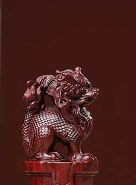 小叶紫檀办公客厅麒麟摆