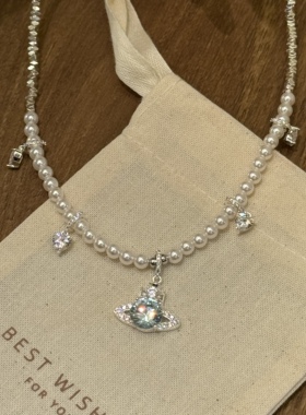 轻奢人造珍珠锆石锁骨链女