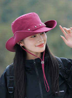 渔夫帽登山休闲女夏天大檐棉帽子