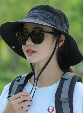 女渔夫帽遮阳防晒盆帽大檐帽子
