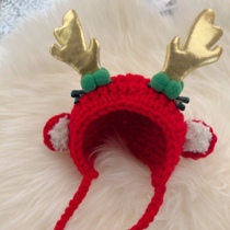 Christmas Pet Deer Antlers Hat Cat Puppies Puppies Puppets Moose Christmas Knitted Headgear Teddy to come hat