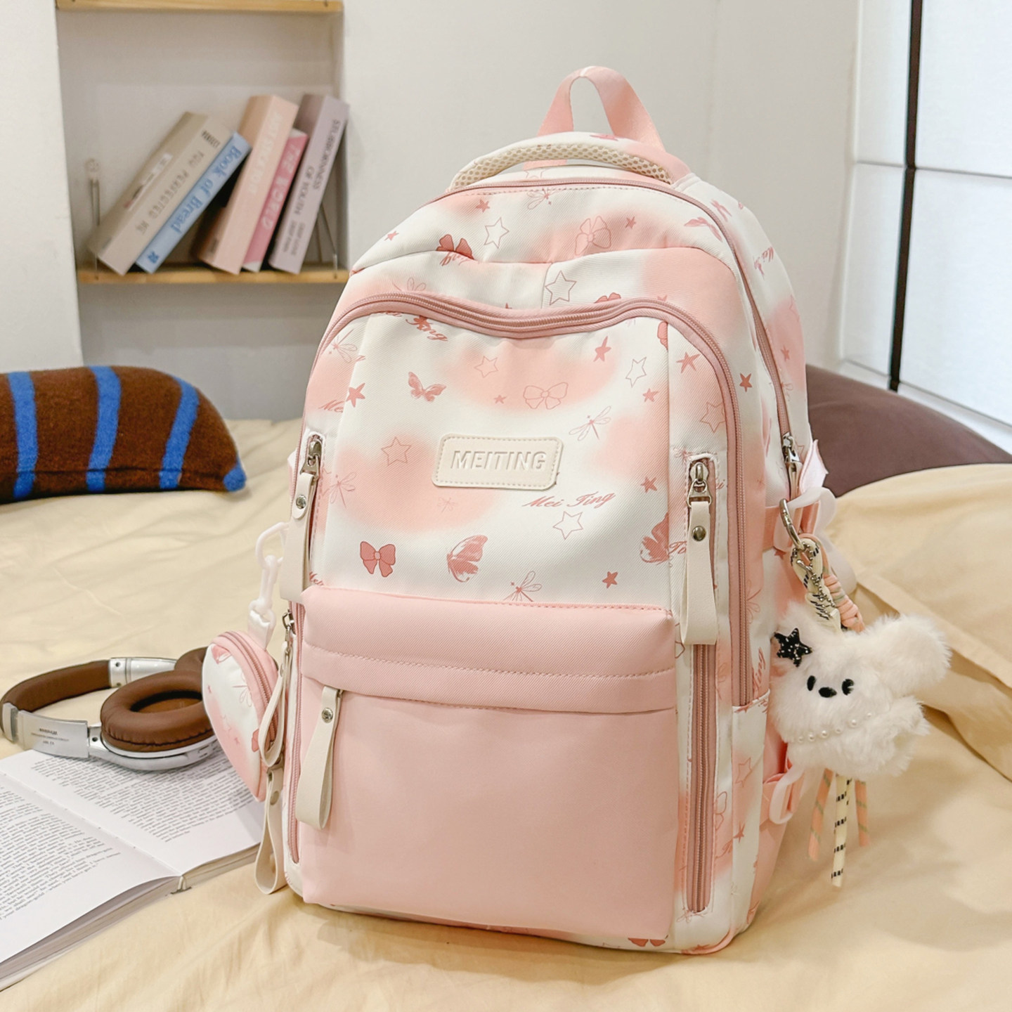 初中生书包女生小学生2025新款大容量高中生可爱轻便护脊旅行背包,淘宝优惠券,粉丝福利购,淘宝优惠卷