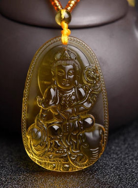 黄水晶八大守护神吊坠本命年马十二生肖本命佛合成晶生日礼物