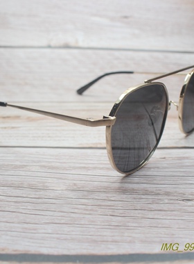 偏光墨镜金色可配近视多边