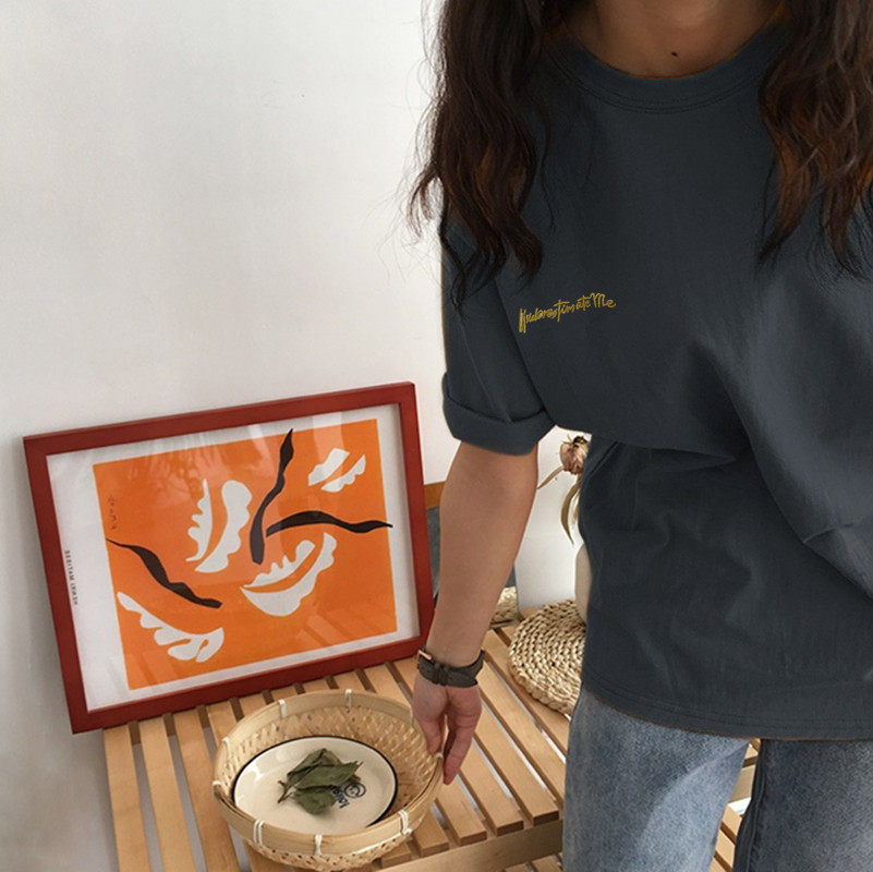 2024年新款春夏季情侣女装别致小众设计感上衣服正肩短袖t恤潮ins