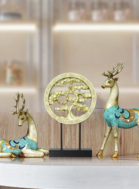 柒夏鹿欧式玄关桌面工艺品摆件客厅电视柜酒柜装家居动物装饰品乔