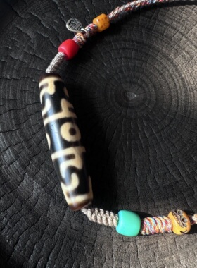 【藏玺·物与悟】台珠牙黄莲师三眼天珠玛瑙锁骨项链 原创设计