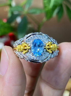 9S25纯银镶嵌彩宝金刚撅戒指