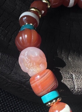 【藏玺】天珠玛瑙多宝手串粉糯尸陀林药师珠手链手串 多样性发货