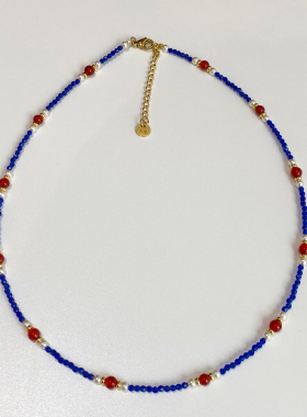 尖晶石锁骨链简约复古颈链轻奢