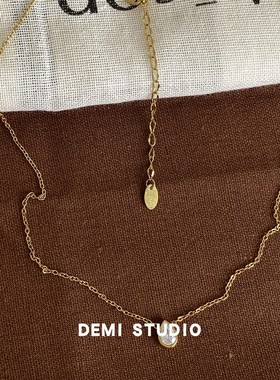 新品88折】洗澡不褪色水滴锆石项链小众设计感高级轻奢气质锁骨链