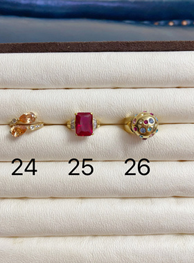 ⑧韩国采购微镶镀金微瑕锆石红色宝石戒指女时尚轻奢满钻设计指环