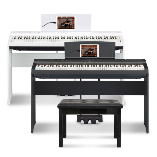 雅马哈电钢琴P225B专业88键重锤初学家用白色便携式电子钢琴P223B