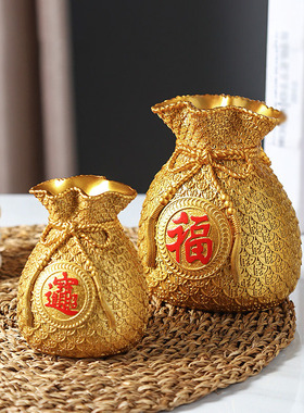 新中式创意钱袋存钱罐摆件家居客