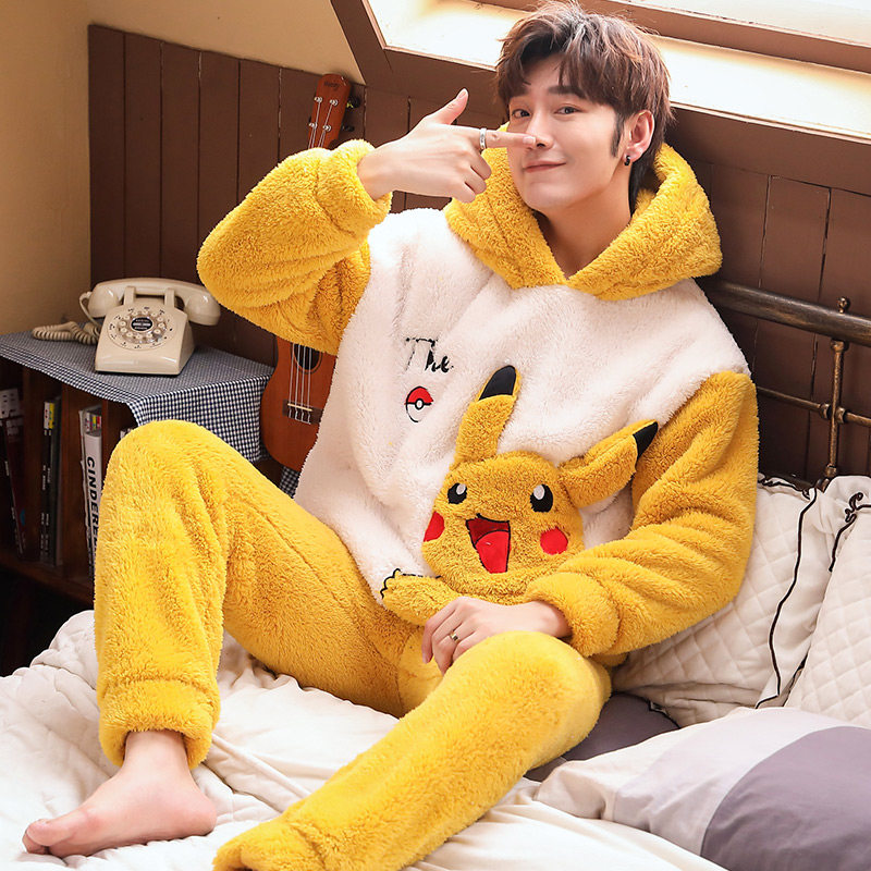 男士秋冬款珊瑚绒加厚加绒卡通睡衣 今梦娇睡衣/家居服套装