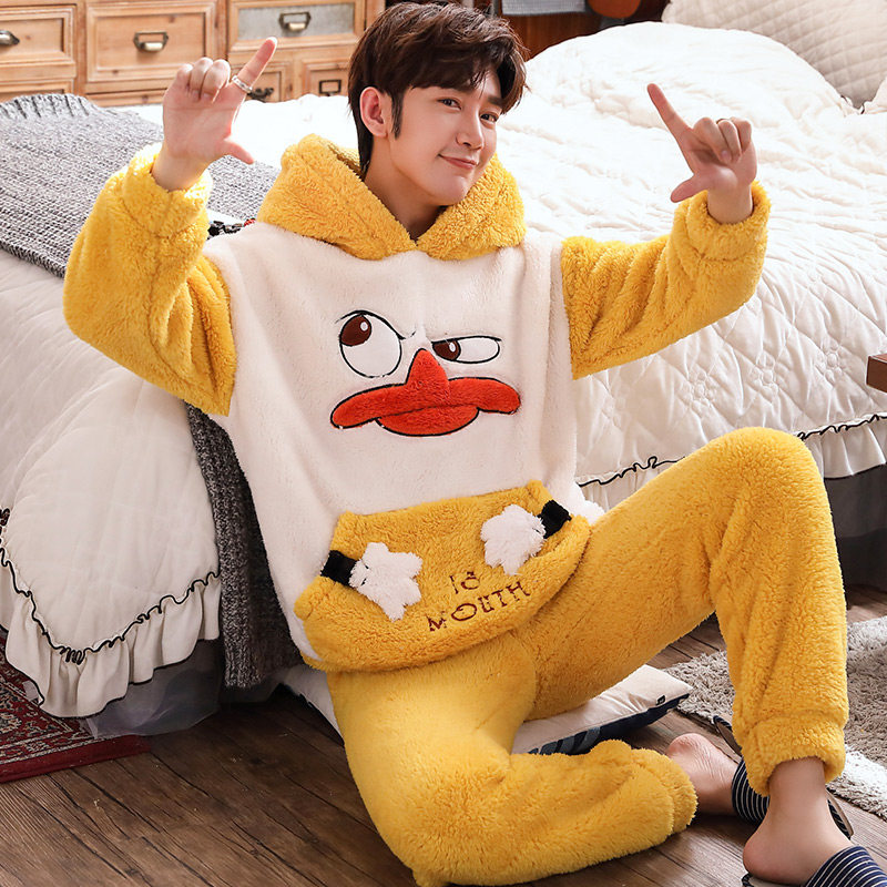 男士秋冬款珊瑚绒加厚加绒卡通睡衣 今梦娇睡衣/家居服套装