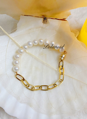 设计感简约时尚女珍珠手链磁铁扣