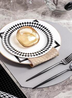 WU物兮物 意式高端样板房咖啡主题餐桌边柜装饰品套装仿真花餐具