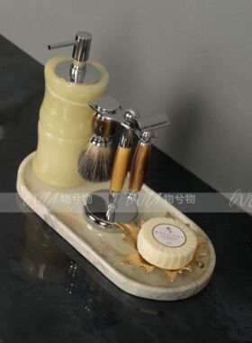 WU物兮物 现代轻奢样板间青绿色卫生间浴室台面玉石卫浴饰品摆件