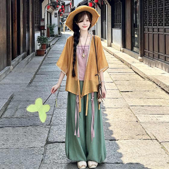 凝紫萱 浅夏 宋制新中式汉服女2026新款宋裤日常汉元素套装灯笼裤