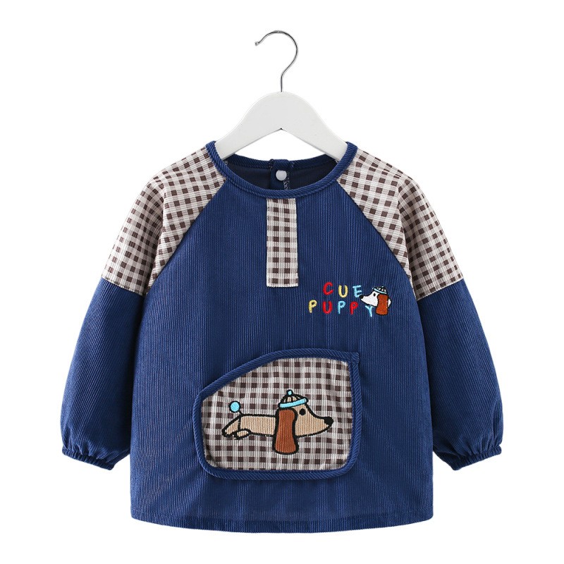 Baby boy eating smock waterproof children's apron boy reverse dressing anti-dirty long-sleeved autumn and winter baby bib protective clothing