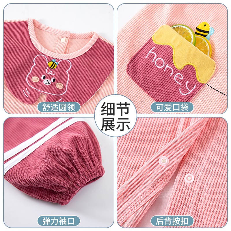 Smock, baby boy's eating bib, autumn and winter waterproof, anti-dirty, foreign-style outer wear protective clothing, children's apron, baby's reverse dressing