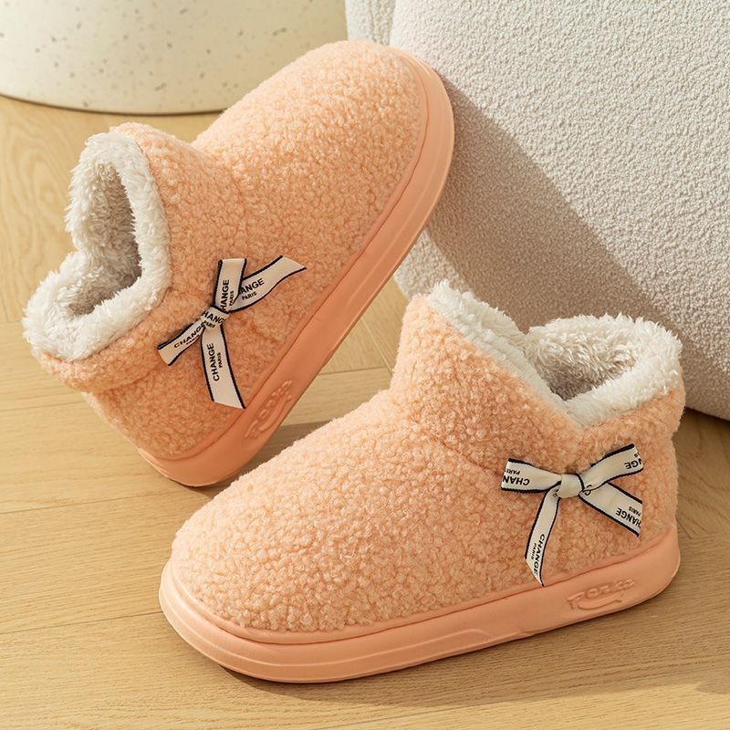 厚底包跟棉拖鞋冬季新款室内保暖加绒加厚棉鞋外穿情侣毛毛鞋棉靴 - 图2