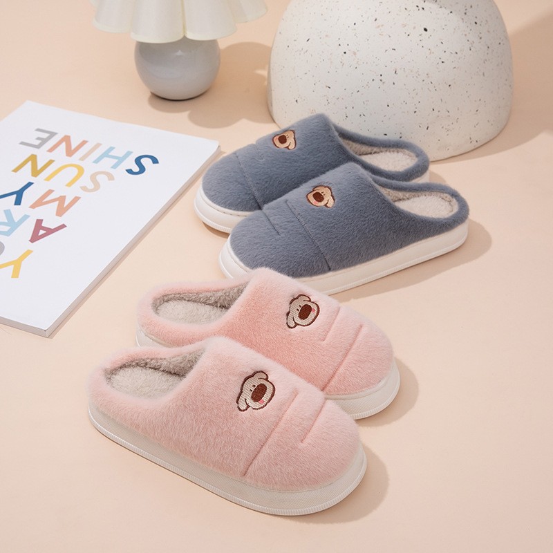 棉拖鞋秋冬季保暖女士居家用情侣厚底防滑男士舒适暖脚毛毛绒拖鞋 - 图0