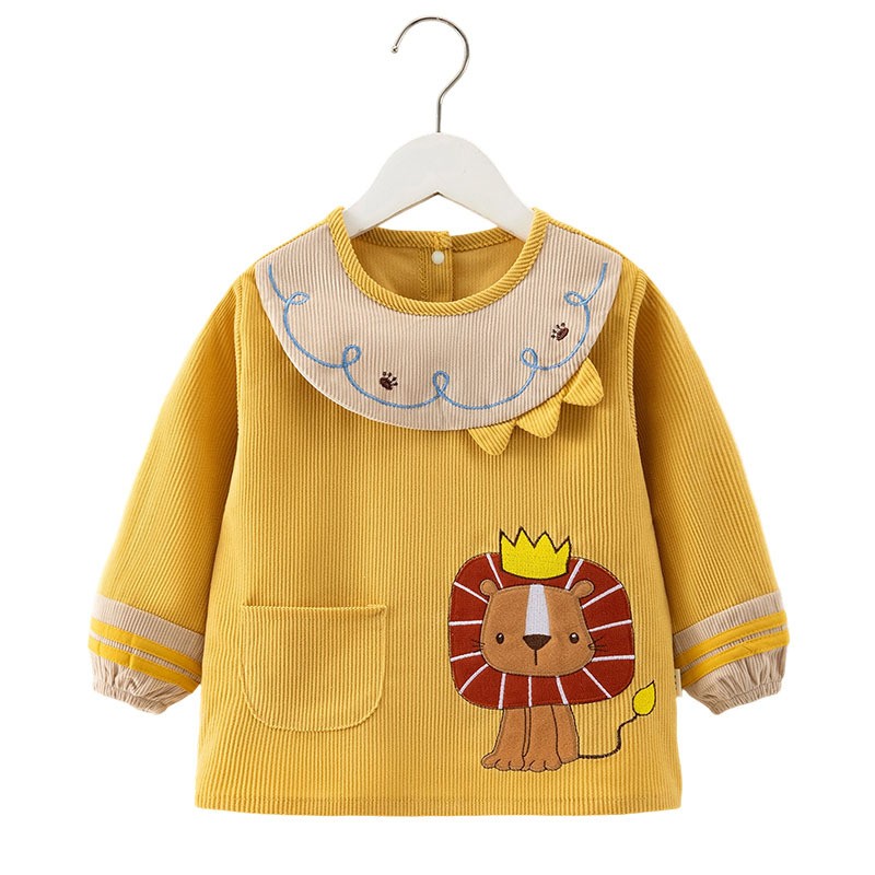 Baby boy's smock, eating bib, autumn and winter waterproof, anti-dirty, foreign-style outer wear, children's protective apron, toddler's reverse dressing