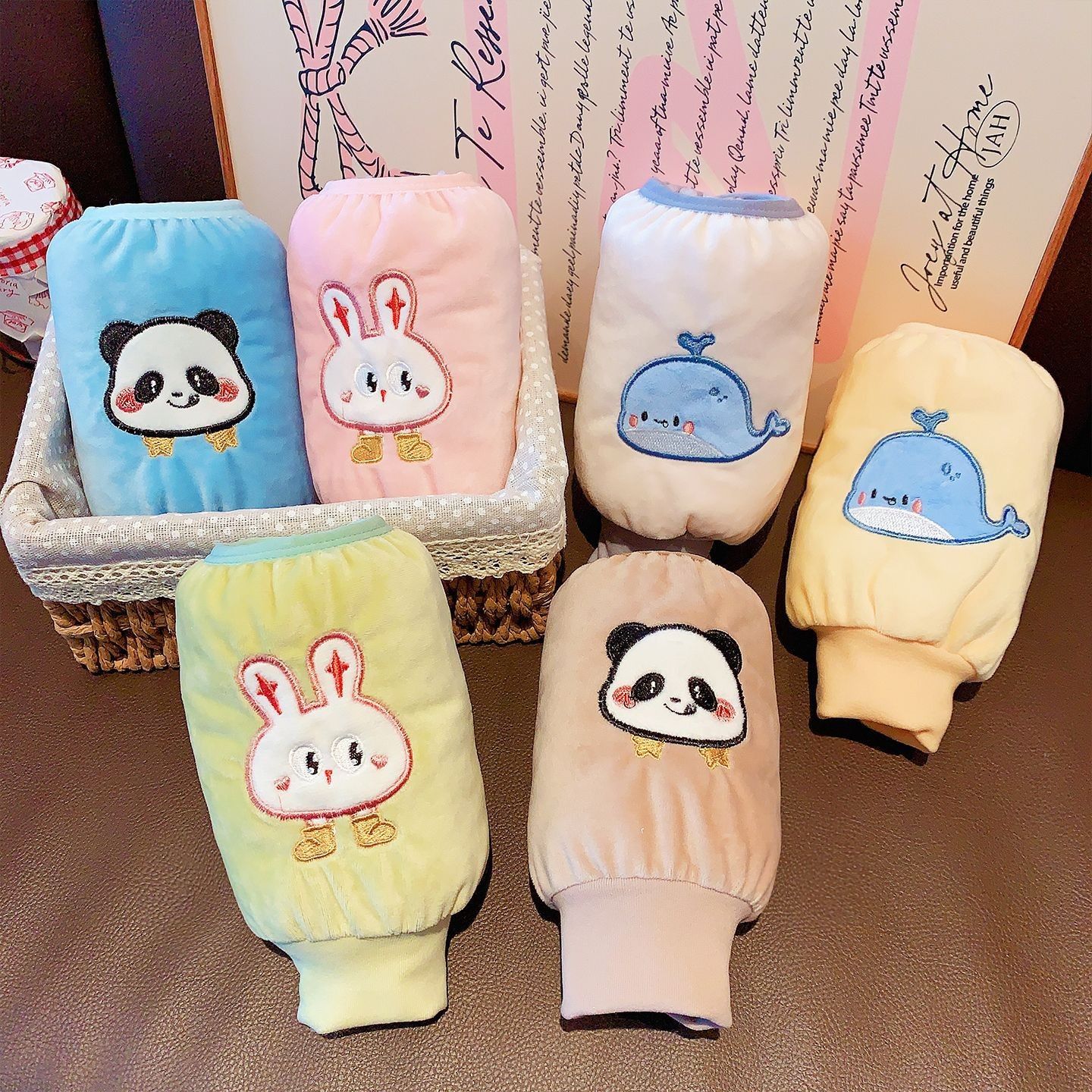 儿童袖套男童女孩秋冬季保暖护袖手袖宝宝防脏防污可爱中长款袖套 - 图2