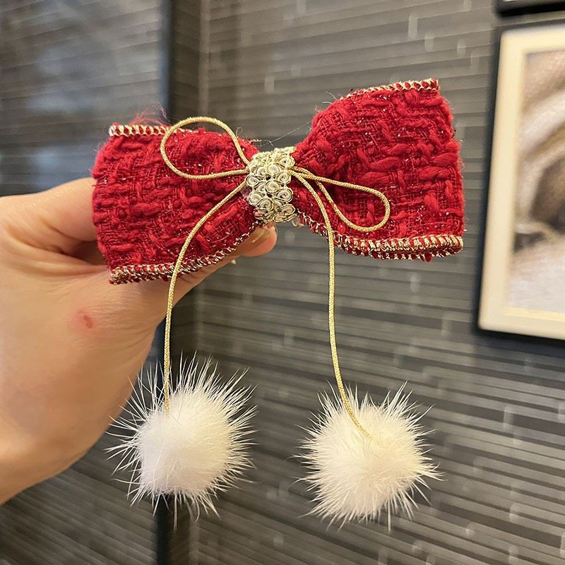 儿童红色发卡小香风蝴蝶结发夹顶夹过年头饰女童喜庆新年公主发饰,淘宝优惠券,粉丝福利购,淘宝优惠卷