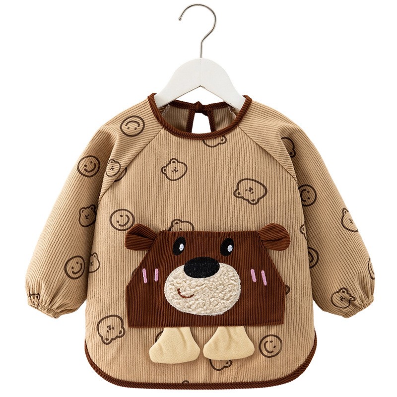 Autumn and winter children's smocks for boys and girls waterproof long-sleeved fashionable protective clothing baby eating bibs baby food supplement apron