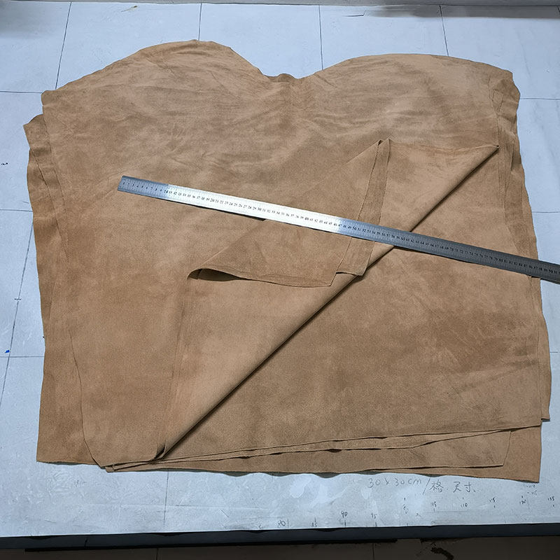 意大利细绒卡其色翻毛牛猄皮鞋包服装臀背三边直纯牛皮真皮1.1mm_虎窝淘