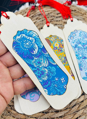 非遗宋锦织锦木制书签牛皮纸特色文创书签云南贵州文创旅游纪念品