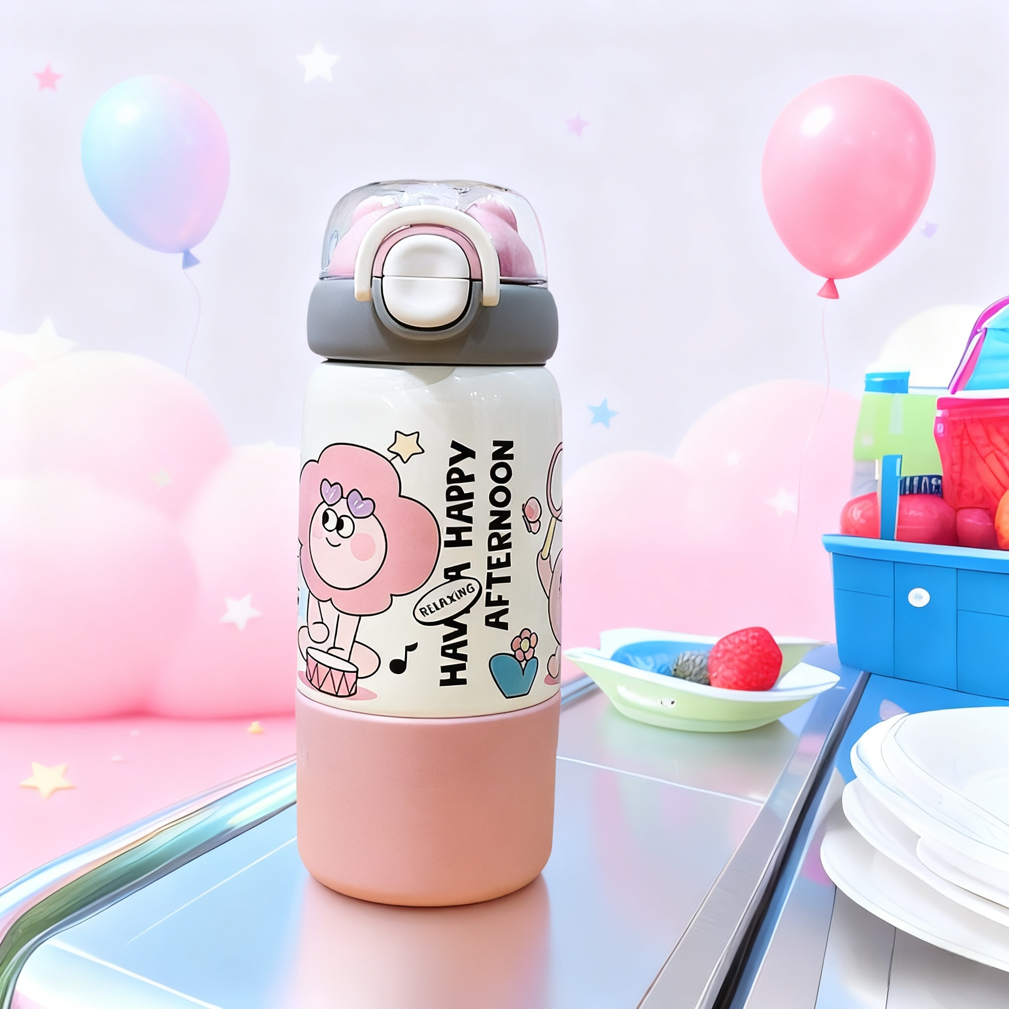 保温杯男女款大容量不锈钢儿童可爱家用便携防摔吸管水杯 - 图1