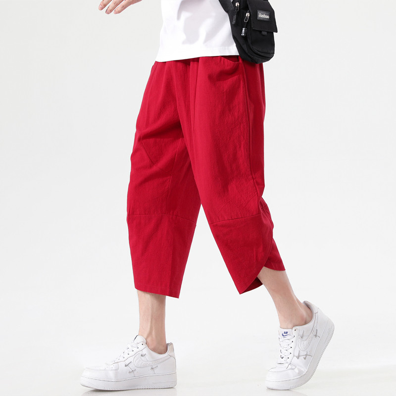 夏季中国风宽松短裤男古风唐装哈伦休闲裤薄款大码七分裤沙滩裤,淘宝优惠券,粉丝福利购,淘宝优惠卷