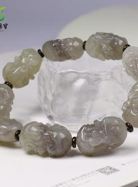 和田玉烟紫罗汉头手串男女款