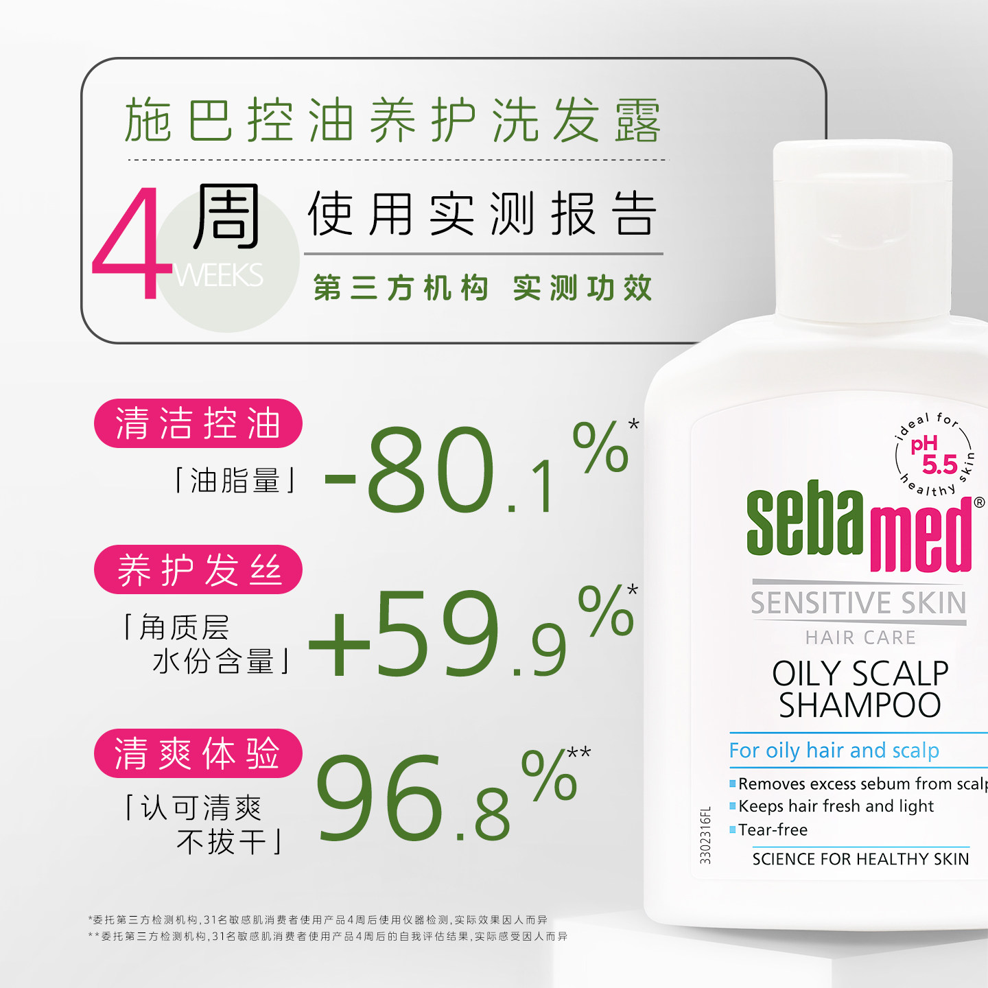 sebamed施巴控油洗发露洁净头皮油脂男女士清爽洗头水液200ml