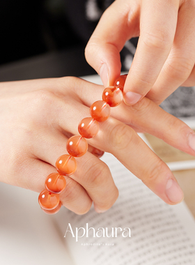 Aphaura天然红兔毛水晶手串