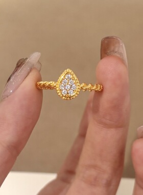 法式轻奢复古百搭麻花水滴镶嵌满钻戒指缠绕时髦个性叠戴气质指环